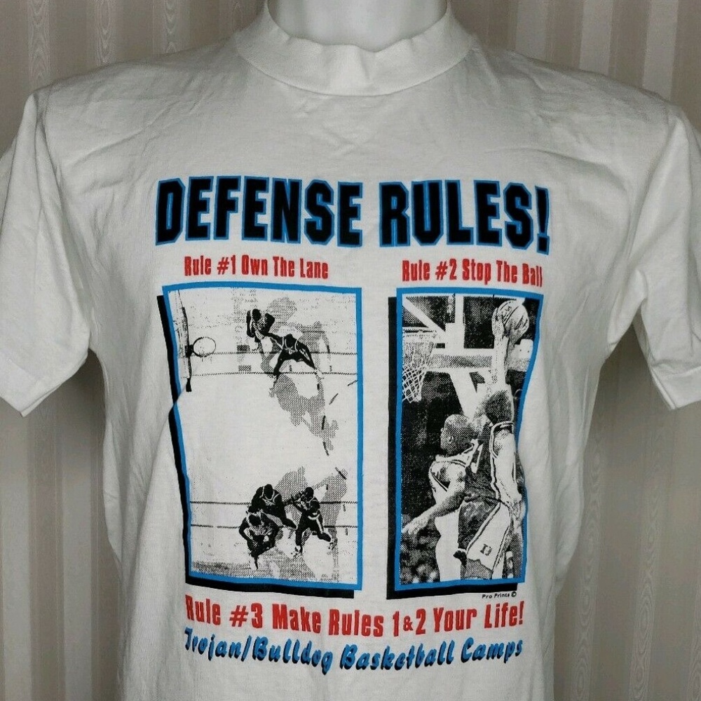 Vintage Basketball Defense Rules Mens Sz M T-Shirt